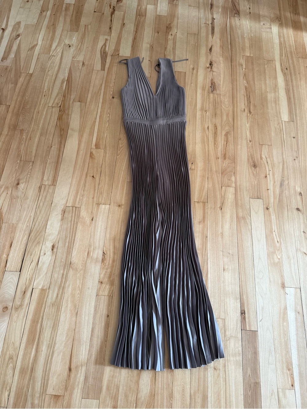 Babaton grey silver Pleated V-Neck Jumpsuit
